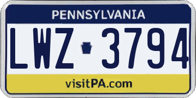 PA license plate LWZ3794