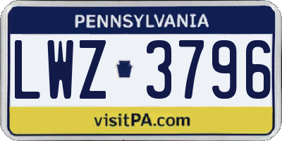 PA license plate LWZ3796