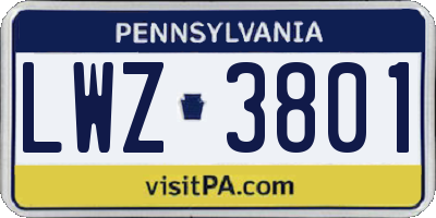 PA license plate LWZ3801