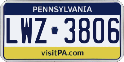 PA license plate LWZ3806