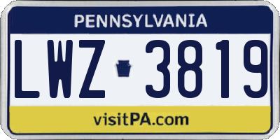 PA license plate LWZ3819