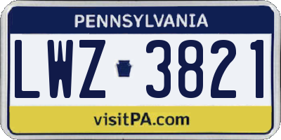 PA license plate LWZ3821