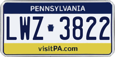 PA license plate LWZ3822