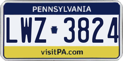 PA license plate LWZ3824