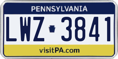 PA license plate LWZ3841