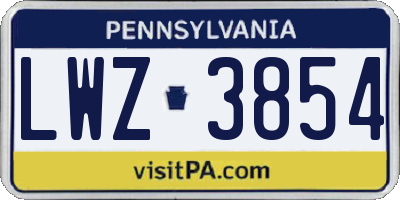 PA license plate LWZ3854