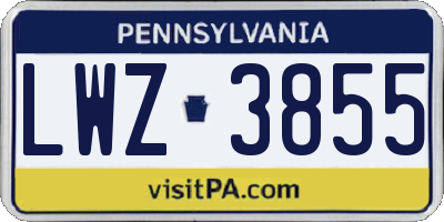 PA license plate LWZ3855