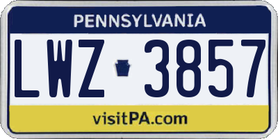 PA license plate LWZ3857