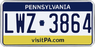 PA license plate LWZ3864