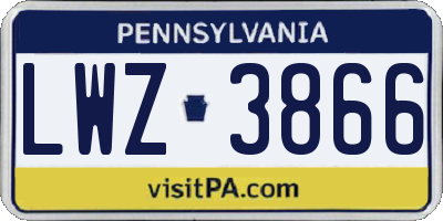 PA license plate LWZ3866