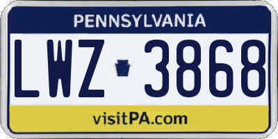 PA license plate LWZ3868