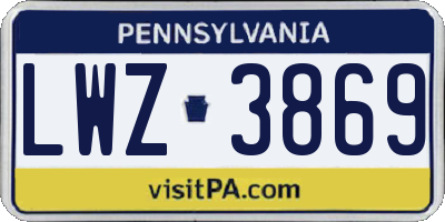 PA license plate LWZ3869