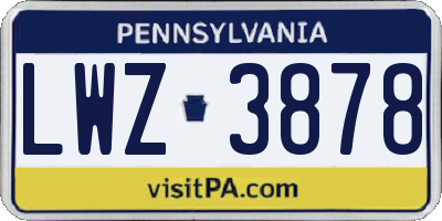 PA license plate LWZ3878