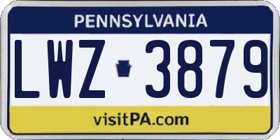 PA license plate LWZ3879