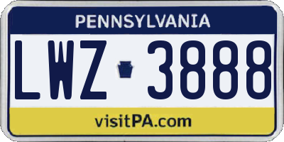 PA license plate LWZ3888