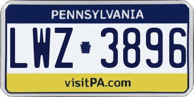 PA license plate LWZ3896