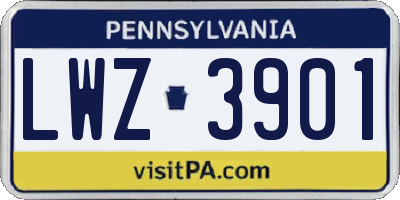 PA license plate LWZ3901