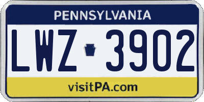 PA license plate LWZ3902