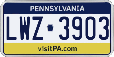 PA license plate LWZ3903
