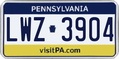 PA license plate LWZ3904