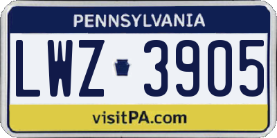 PA license plate LWZ3905
