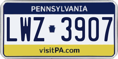 PA license plate LWZ3907