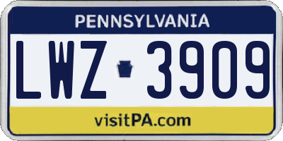 PA license plate LWZ3909
