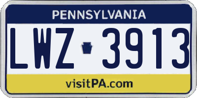 PA license plate LWZ3913