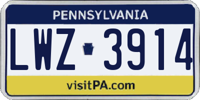 PA license plate LWZ3914