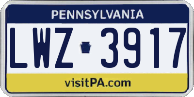 PA license plate LWZ3917