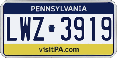 PA license plate LWZ3919