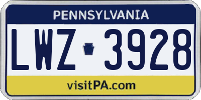 PA license plate LWZ3928