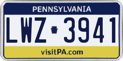 PA license plate LWZ3941