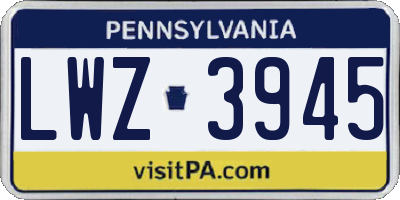 PA license plate LWZ3945