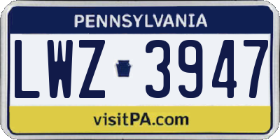 PA license plate LWZ3947