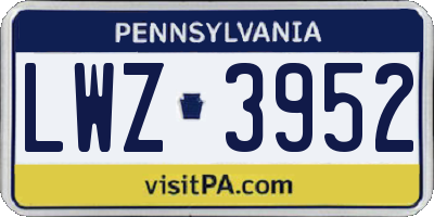 PA license plate LWZ3952