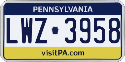 PA license plate LWZ3958