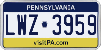 PA license plate LWZ3959