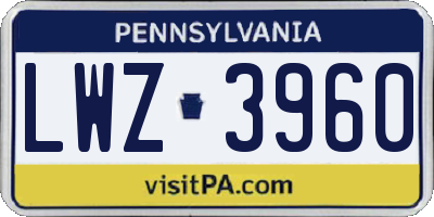 PA license plate LWZ3960