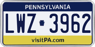 PA license plate LWZ3962