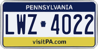 PA license plate LWZ4022