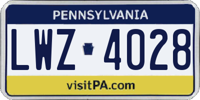 PA license plate LWZ4028