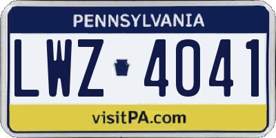 PA license plate LWZ4041