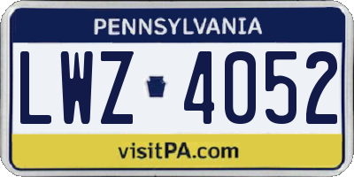 PA license plate LWZ4052