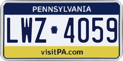 PA license plate LWZ4059