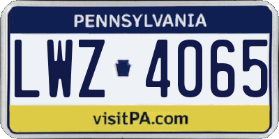 PA license plate LWZ4065