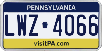 PA license plate LWZ4066
