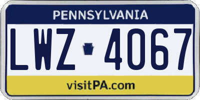 PA license plate LWZ4067