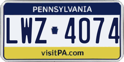 PA license plate LWZ4074