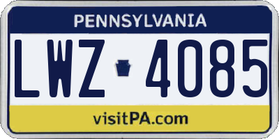 PA license plate LWZ4085